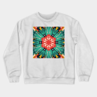 Retro Mandala Flower Red Blue and Yellow Crewneck Sweatshirt